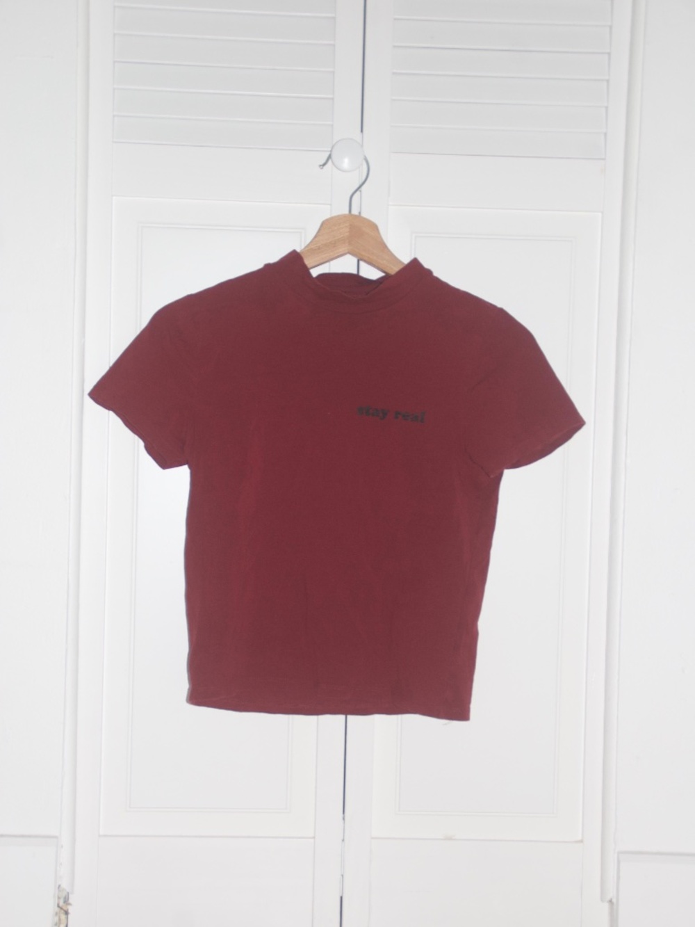 Red burgundy t shirt ,  FB sister , S
